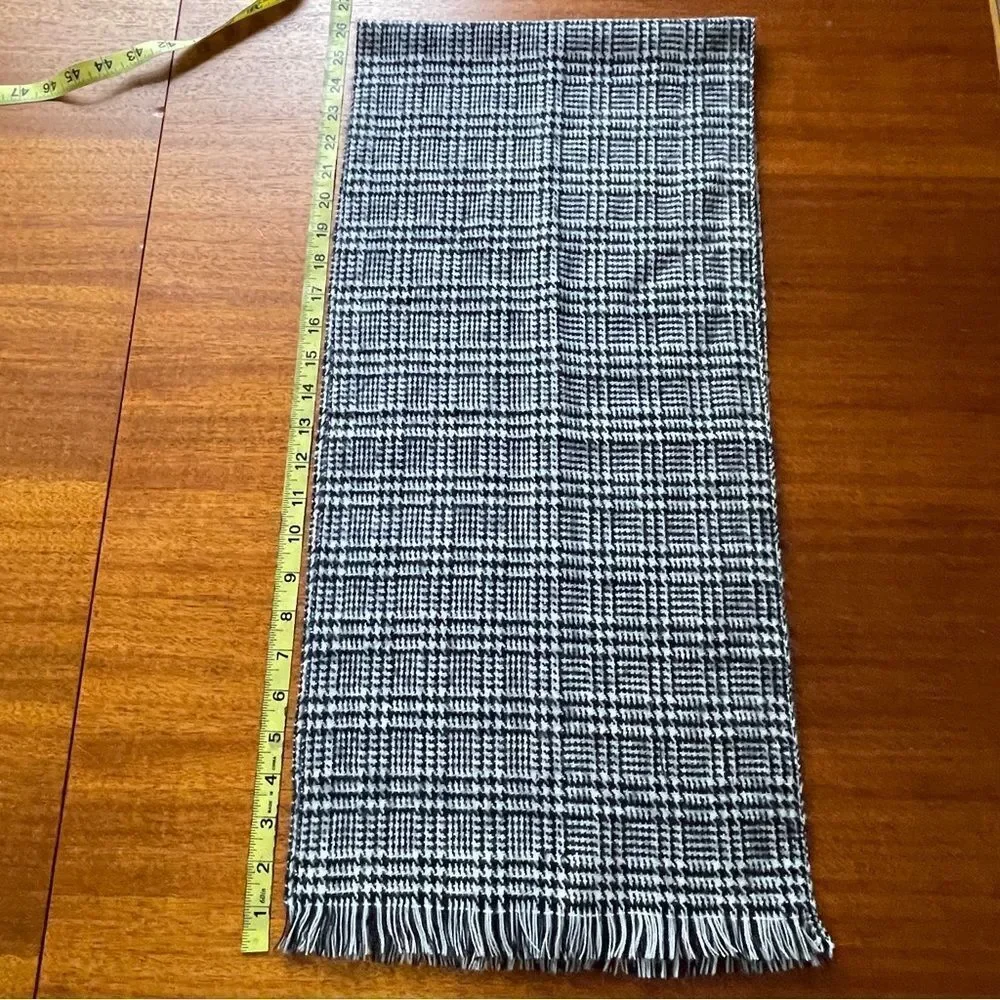 Acrylic Cashmere Scarf Houndstooth Plaid Black White